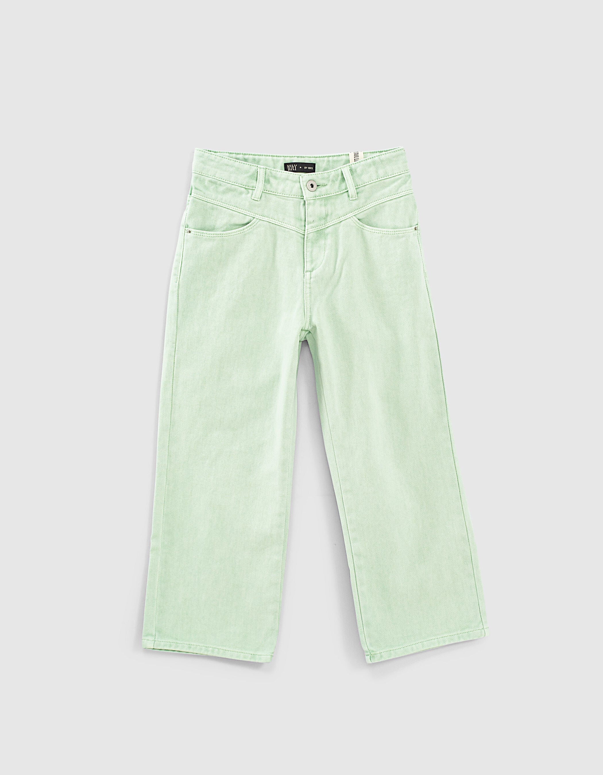 Girls' mint high-waist baggy jeans