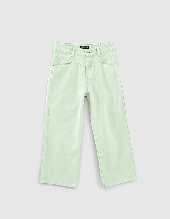 Jeans loose verde menta de tiro alto niña