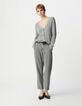 Elegante Cárdigan de lúrex gris calado para Mujer-1