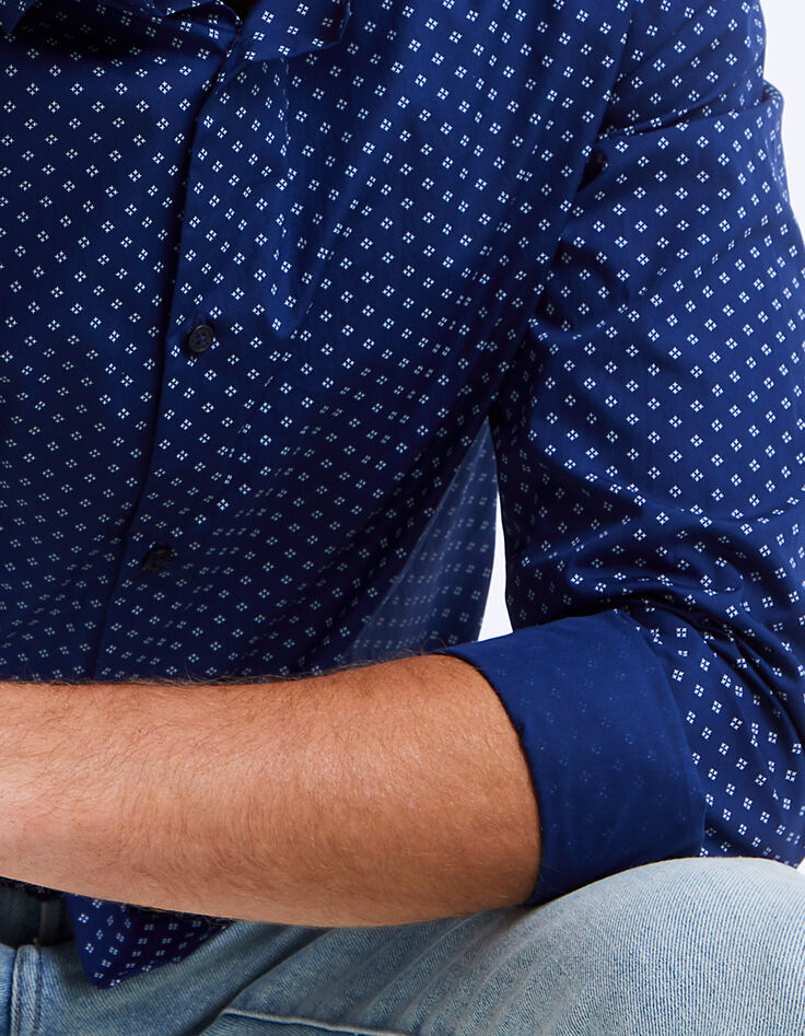 Camisa índigo estampado minimalista Hombre-6
