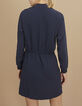 Marine jurk met rits en strik in taille I.Code-3