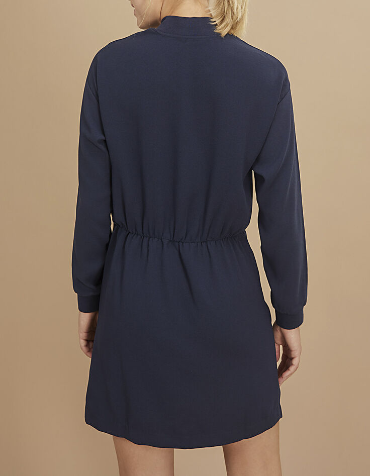 Marine jurk met rits en strik in taille I.Code-3