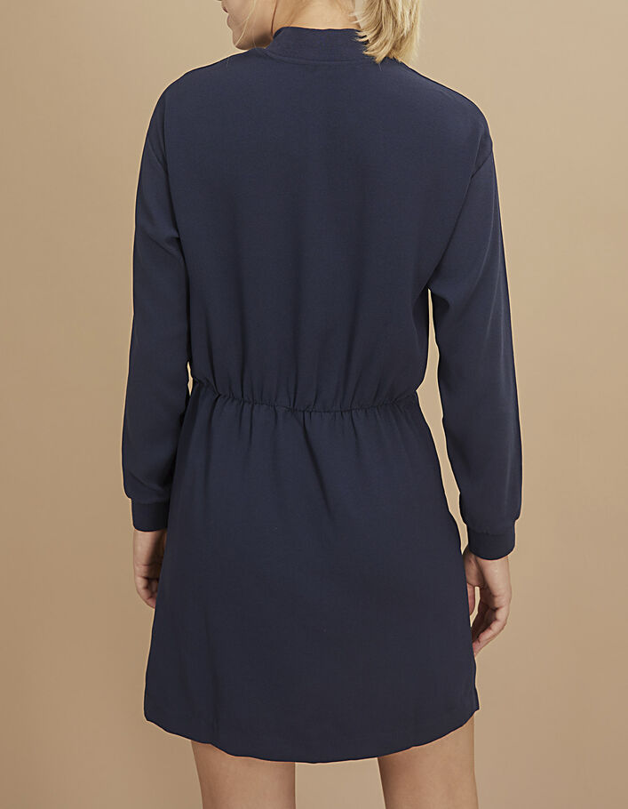 Marineblaues Kleid mit Schleife an der Taille I.Code - I.CODE