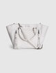 Sac cabas cuir LE 1440 MEDIUM BLANC matelassage chevrons femme-2
