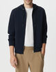 Men&rsquo;s navy cotton Ottoman knit hooded cardigan-6
