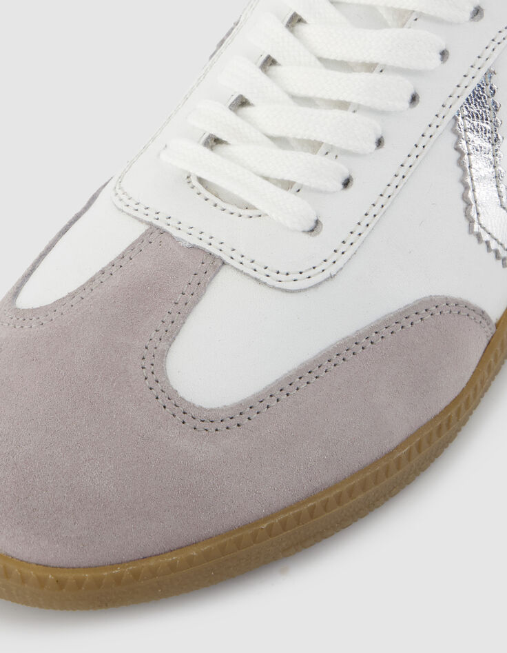 Baskets blanches mix cuirs Femme-5