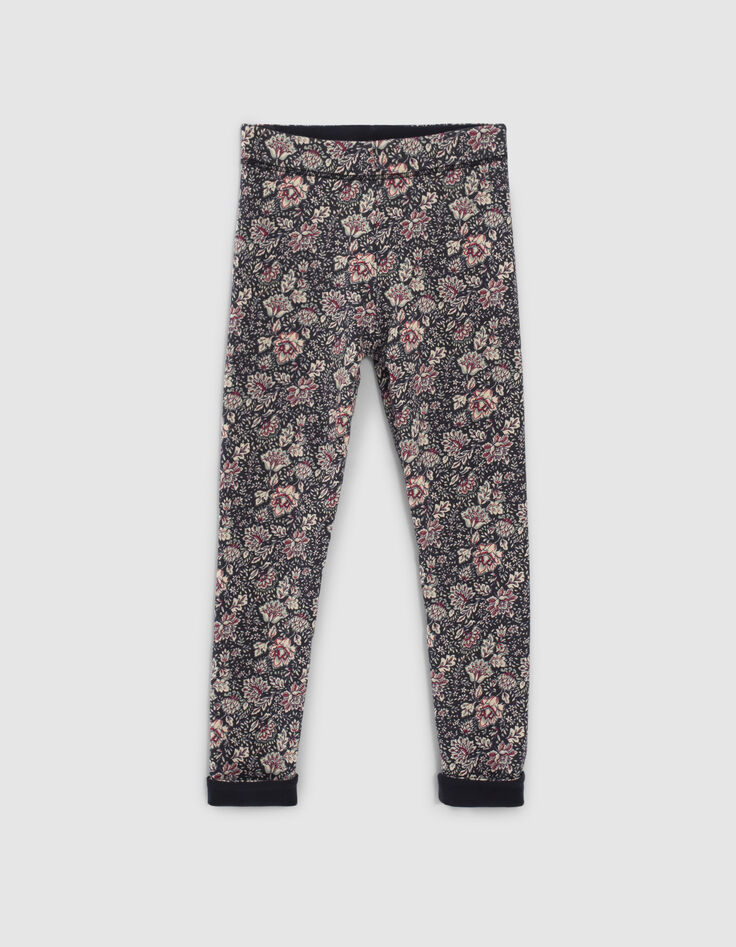 Girls' navy print/navy reversible leggings-2