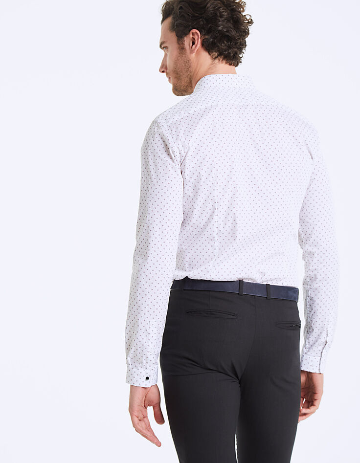 Chemise slim blanc cassé mini bicolore Homme-4 Chemise slim blanc cassé mini bicolore Homme-4