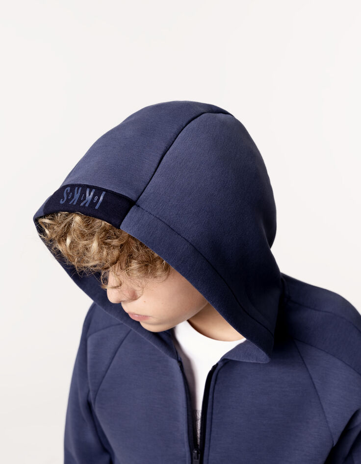 Cardigan relaxed bleu zippé molleton garçon-3