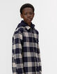 Sobrecamisa azul marino cuadros capucha extraíble niño-2