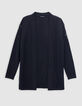 Women's black knitted cardigan with star pattern sleeve-5