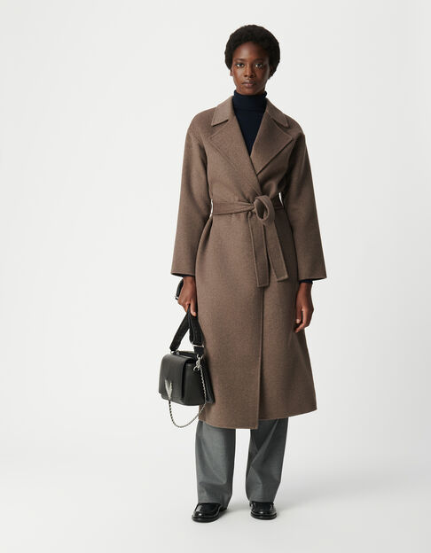 Women's long, belted sesame coat - IKKS