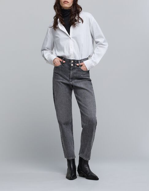 Dameshemd met strass-steentjes, all-over wit - IKKS