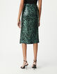Women's metallic camouflage print green skirt-4