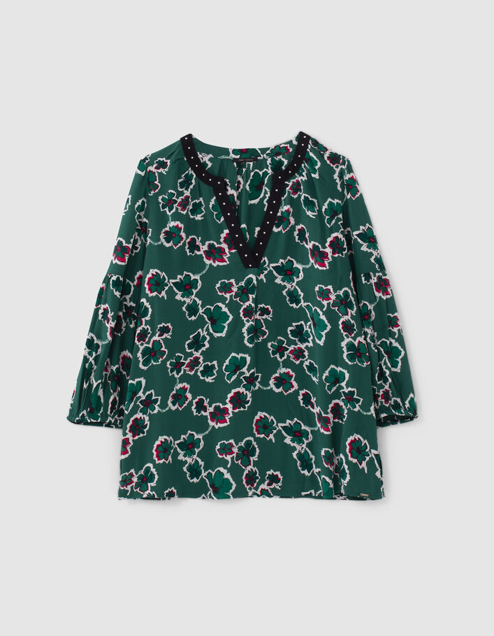 Blouse verte imprim?� maxi floral Femme