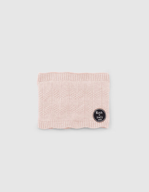 Girls’ pale pink glittery fur-lined knit snood
