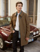 Herren-Trenchcoat, bronze, Materialmix, Kragenband-1
