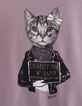 T-shirt parme visuel chat foulard pailleté fille-2