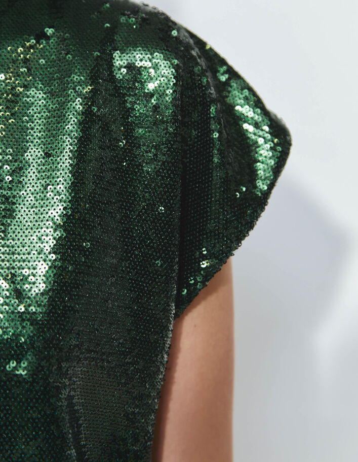 Metallic groen top plissé dames - IKKS