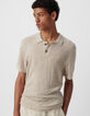 Polo beige tricot ajouré fantaisie Homme-6