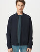 C&aacute;rdigan cremallera azul marino cuello teddy hombre-1