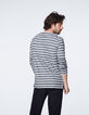 Zwarte sweater met ecru strepen Heren-3