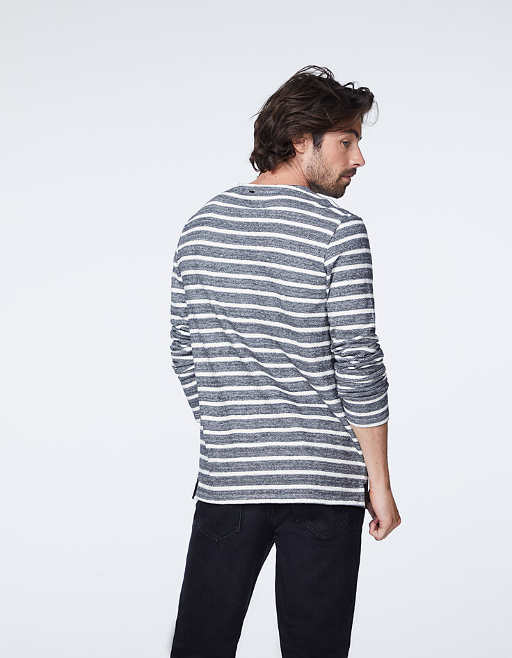 Zwarte sweater met ecru strepen Heren-3 Zwarte sweater met ecru strepen Heren-3