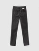 Black Used Slim-Mädchenjeans mit Seitenbändern-3