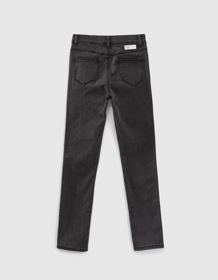 Black Used Slim-Mädchenjeans mit Seitenbändern-3