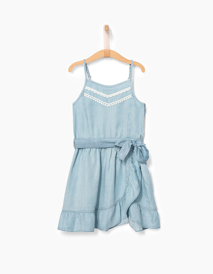 Vloeiende blue bleach jurk Tencel© meisjes - IKKS