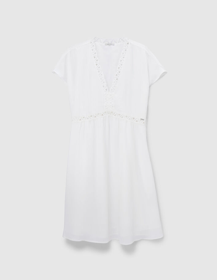 Gebroken witte jurk gerecycleerd met kantbiezen Dames - IKKS