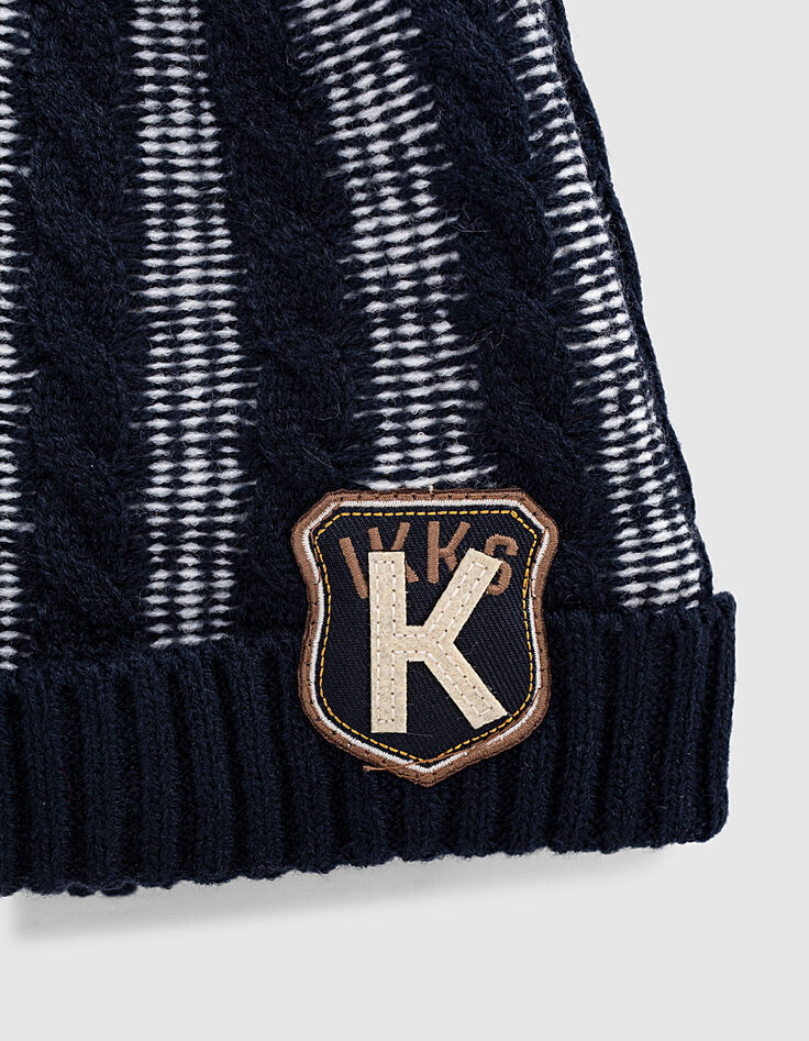 Boys’ navy and white cable knit beanie-2 Boys’ navy and white cable knit beanie-2