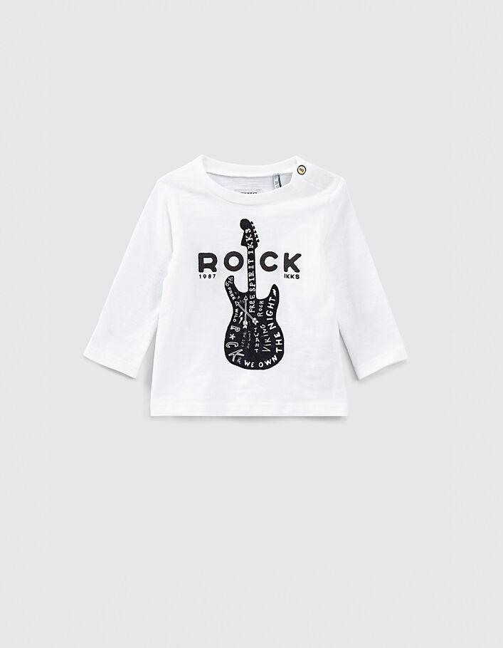 Camiseta blanco roto con visual guitarras bebé niño  - IKKS