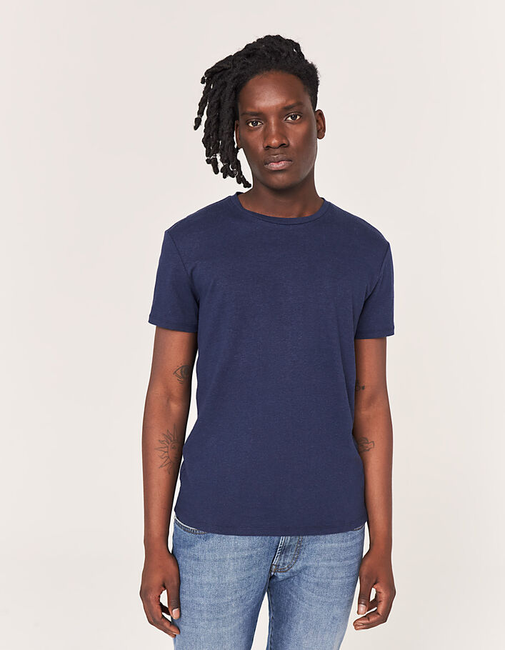 Men's indigo certified hemp T-shirt - IKKS