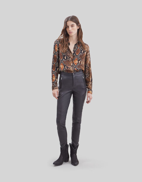 Women’s Pure Edition leather slim trousers, zipped pockets