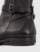 Men’s black leather boots with buckled strap-4