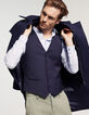 Men’s navy fine-stripe suit waistcoat-1
