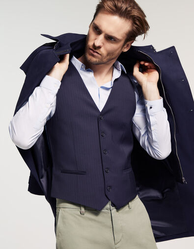 Men’s navy fine-stripe suit waistcoat - IKKS
