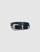 Ceinture robe noire cuir double boucle Femme-1