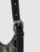 Sac demi-lune noir cuir glacé Allane Femme-4