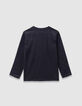 Boys’ black organic cotton T-shirt with printed van image-3