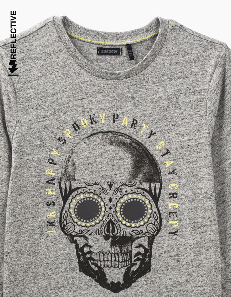 Boys’ medium grey Halloween skull T-shirt -5