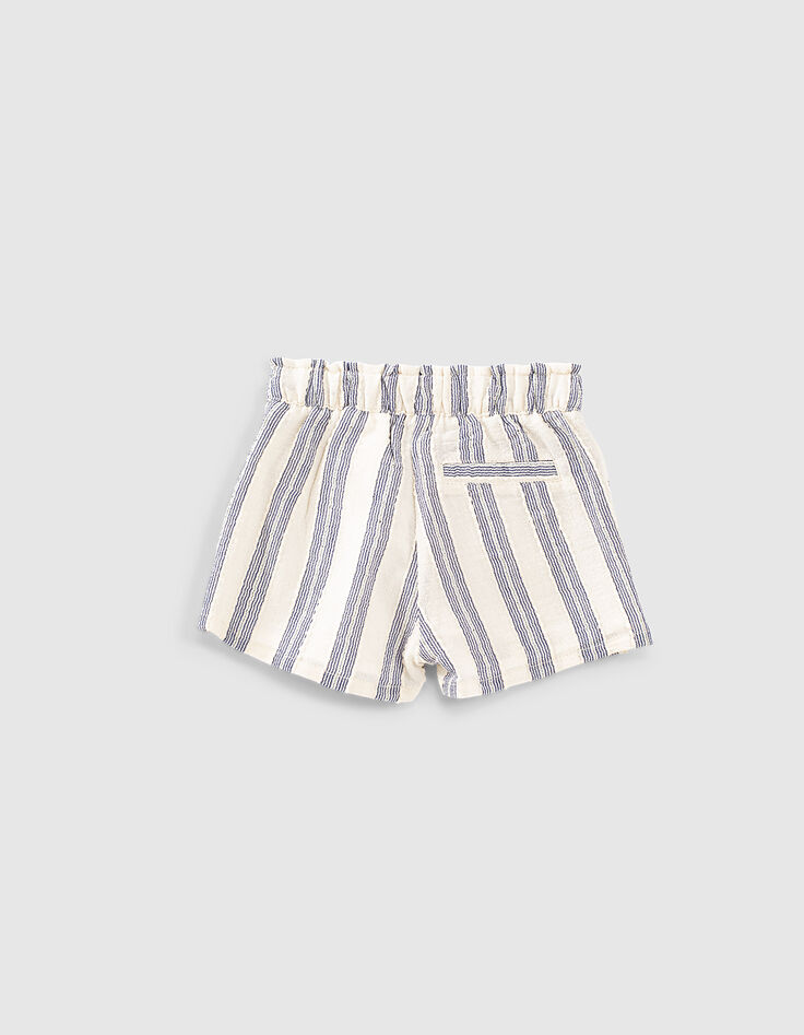 Cremeweiße Shorts mit blauen Streifen für Babymädchen-3 Cremeweiße Shorts mit blauen Streifen für Babymädchen-3