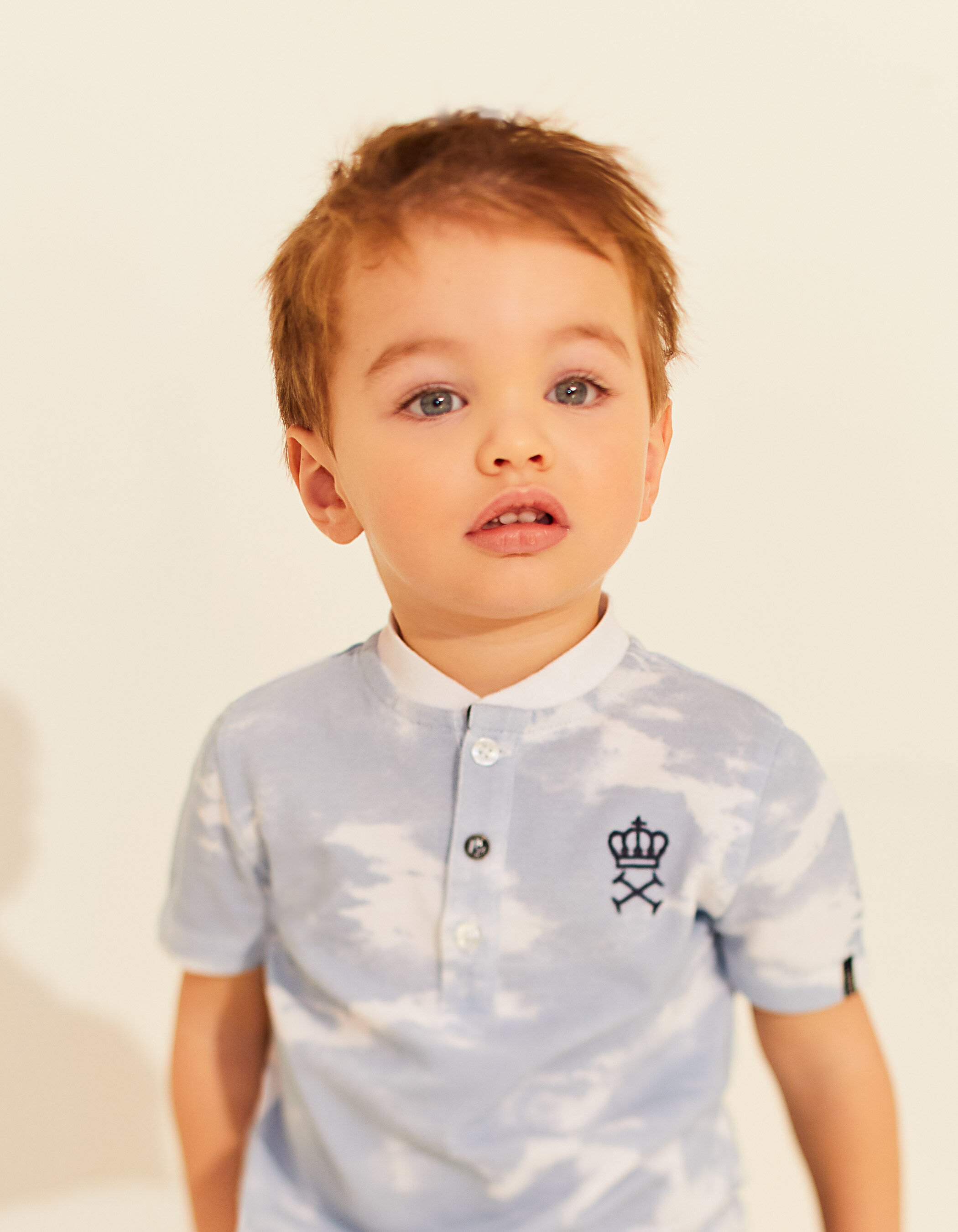 Baby boys grey polo shirt sweatshirt fabric shorts outfit IKKS