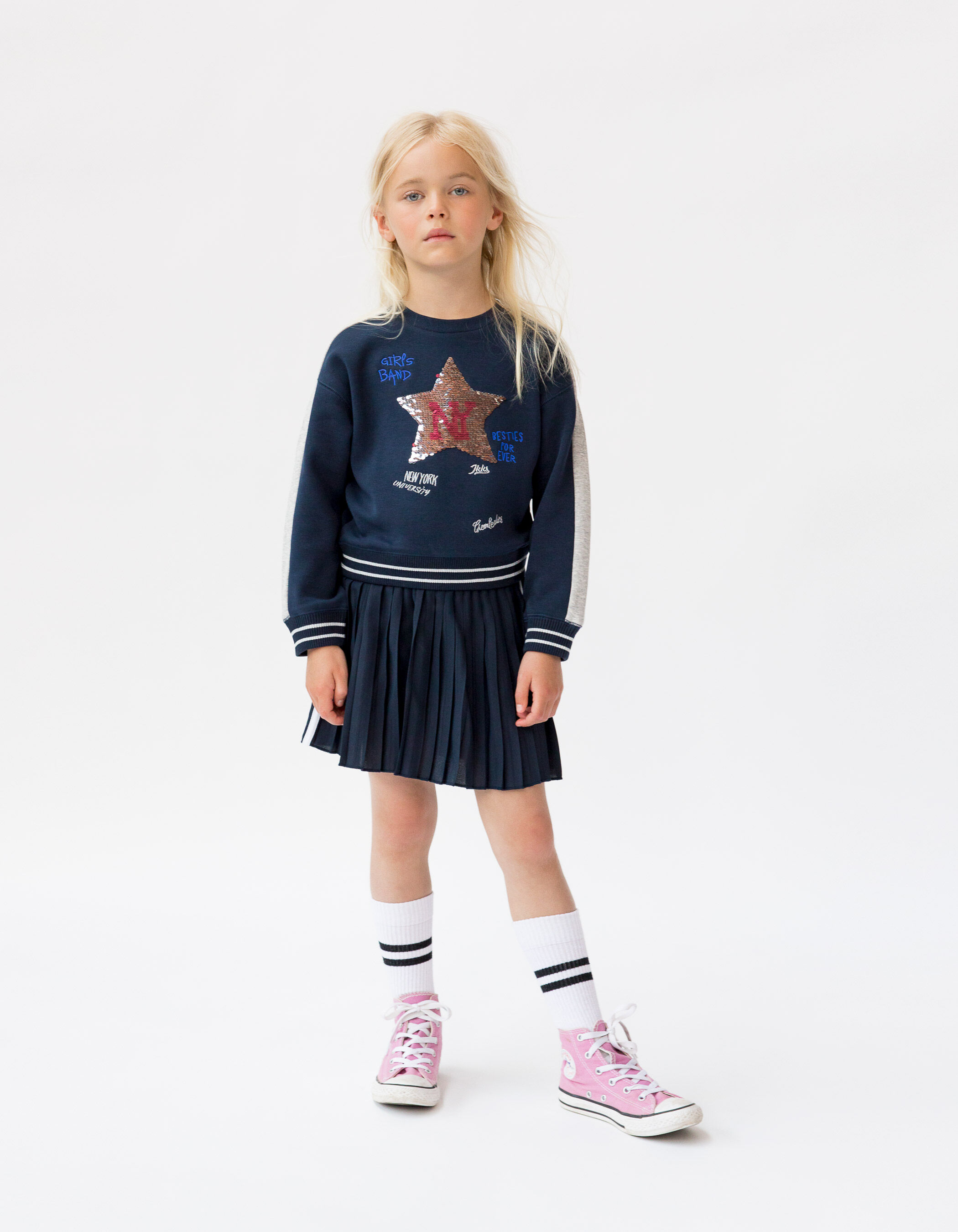 Marine rok short pliss meisjes