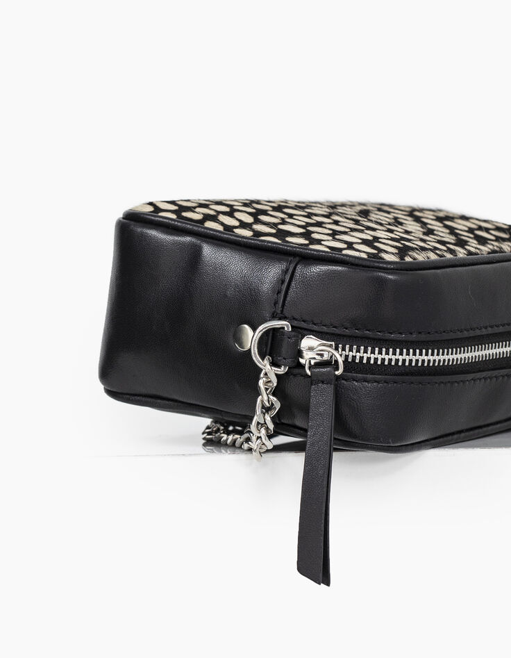 I.Code black fawn print leather bag-5