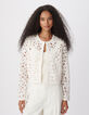 Chaqueta bolero corta de mujer de encaje blanco-2