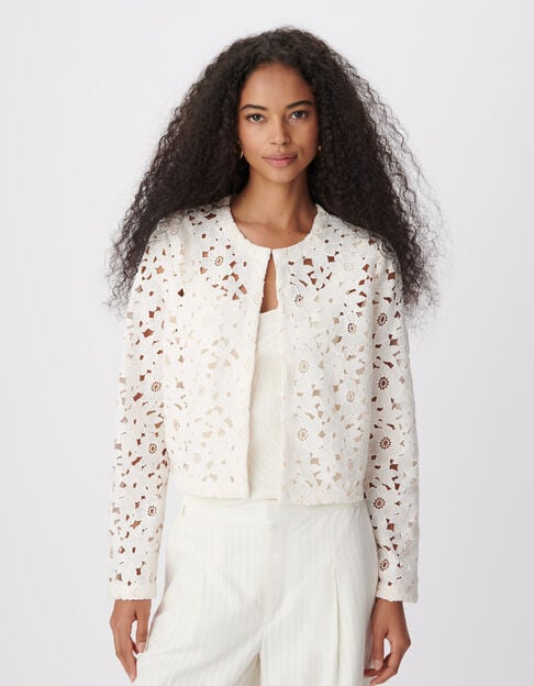 Women's short white lace bolero jacket - IKKS