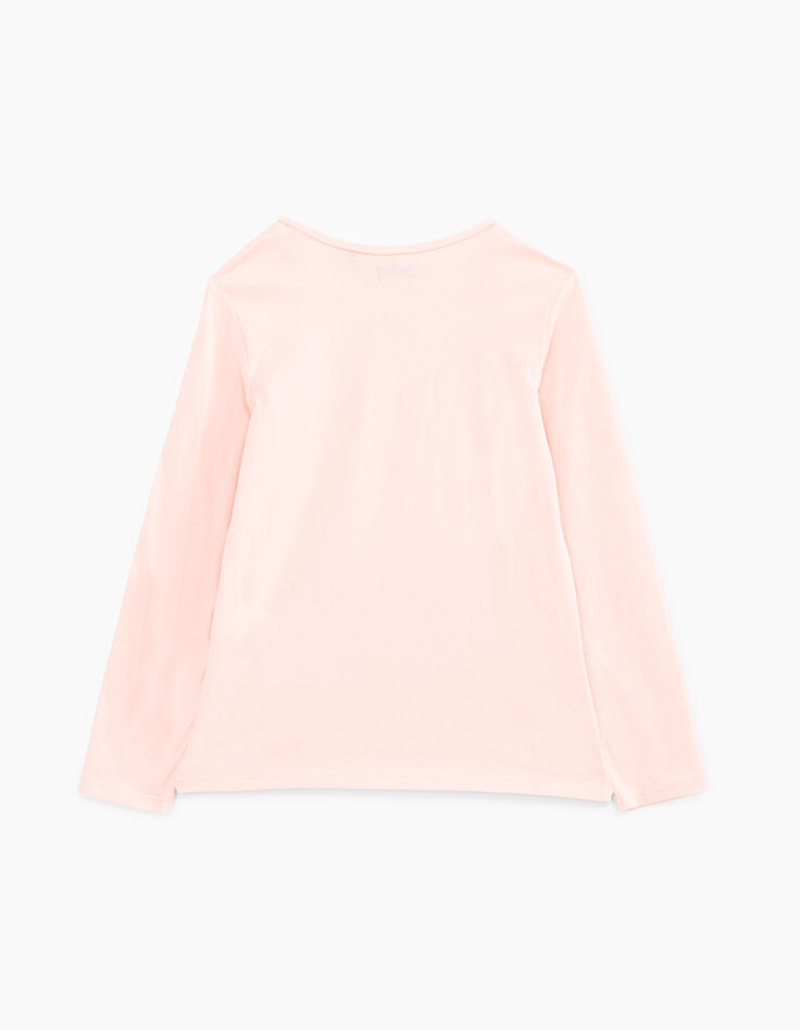 Girls' powder pink glittery giraffe graphic T-shirt-4