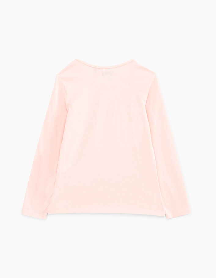 Girls' powder pink glittery giraffe graphic T-shirt - IKKS